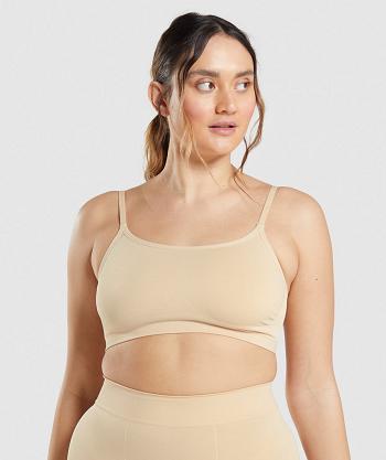 Dámské Bralette Gymshark Seamless Scoop Neck Světle Hnědé | CZ 3166DFM